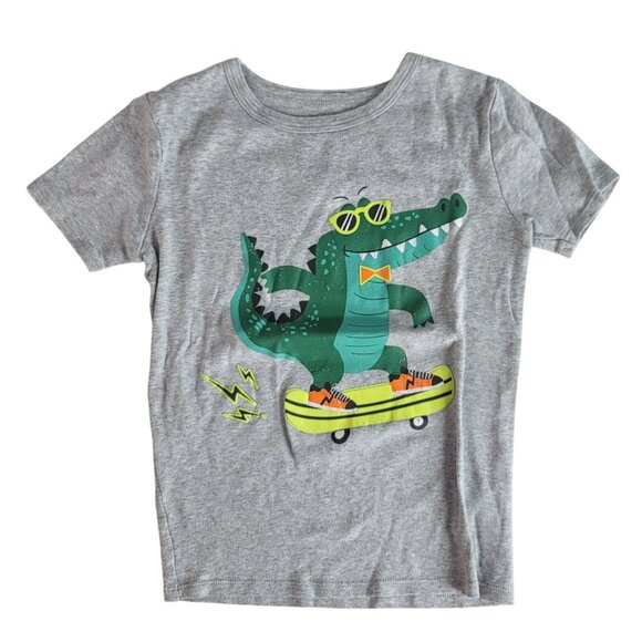 2/$15 Cat & Jack Pajama Set Gray SZ 8 Shorts Short Sleeves Alligator Skateboard - Picture 2 of 9